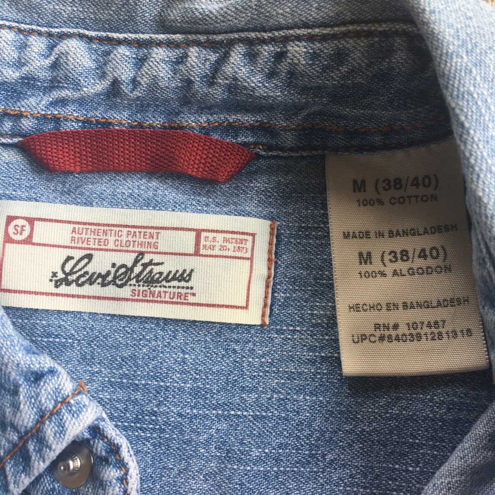 Levi’s Blue Jean Snap Button Front Collared Shirt - image 4